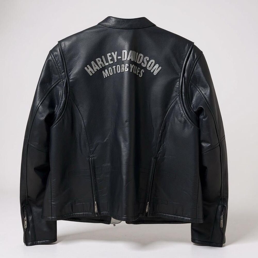Harley Davidson Women’s Black Leather Motorcycle Jacket Logo Back Size 1W